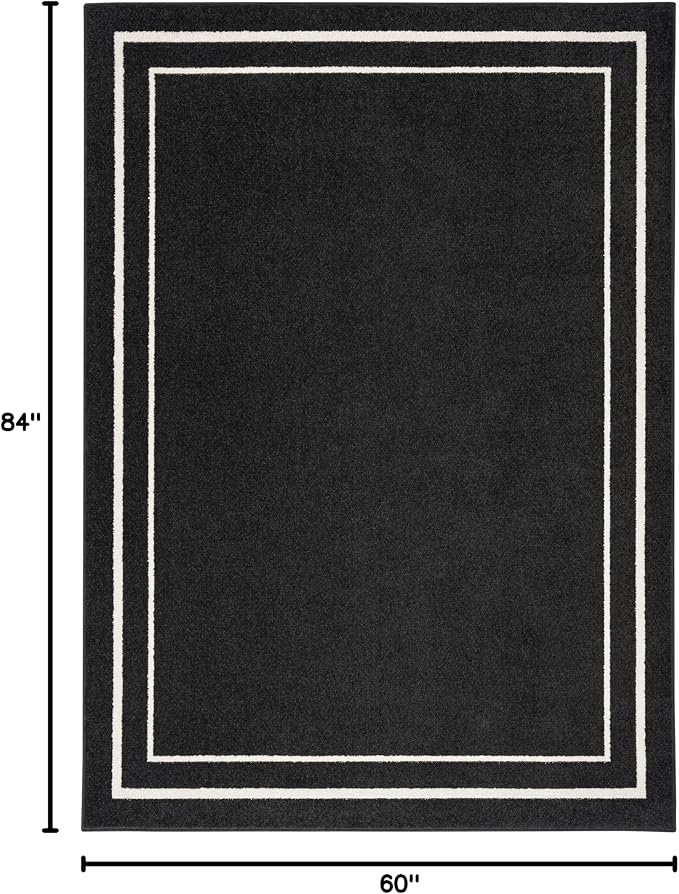 Nourison Home Nourison Essentials Black Ivory 5' x 7' Area Rug - Easy Clean, Non Shedding, Bed Room, Living Room, Dining Room, Kitchen (5' x 7')