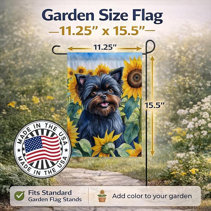Caroline's Treasures DAC6000GF Affenpinscher in Sunflowers Garden Flag Mailbox Flag Decorative Yard Flag Banner Outside Patio Artwork Yard Flower Beds, Garden Size, Multicolor
