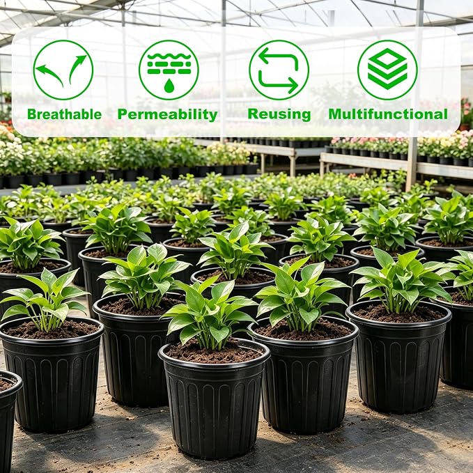 JERIA 30-Pack 3 Gallon Flexible Plant Nursery Pots,Thickened Soft Plastic Seedling Pots,Seed Starting Pot Flower Plant Container for Succulents，Seedlings