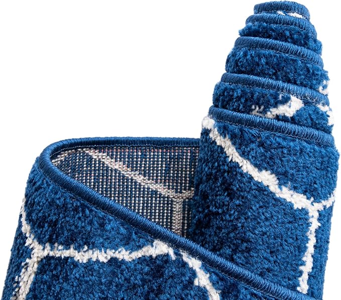 Unique Loom Trellis Frieze Collection Area Rug - Geometric (2' x 10' Runner, Navy Blue/ Ivory)