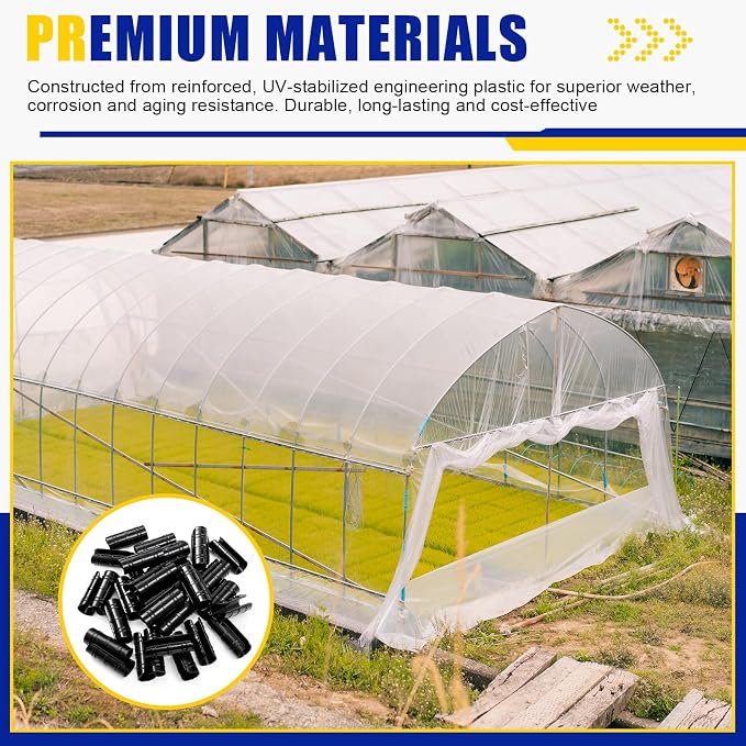 50 Pcs 1-1/4 Inch Greenhouse Clips, 32mm Black Plastic Clamp Garden Buildings Frame Snap PVC Pipe Tube Clips for Greenhouse Films Sunshade Nets Row Covers Shelters Fixing, Farming, Gardening