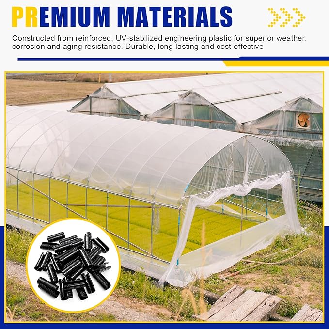 100 Pcs 1-1/4 Inch Greenhouse Clips, 32mm Black Plastic Clamp Garden Buildings Frame Snap PVC Pipe Tube Clips for Greenhouse Films Sunshade Nets Row Covers Shelters Fixing, Farming, Gardening