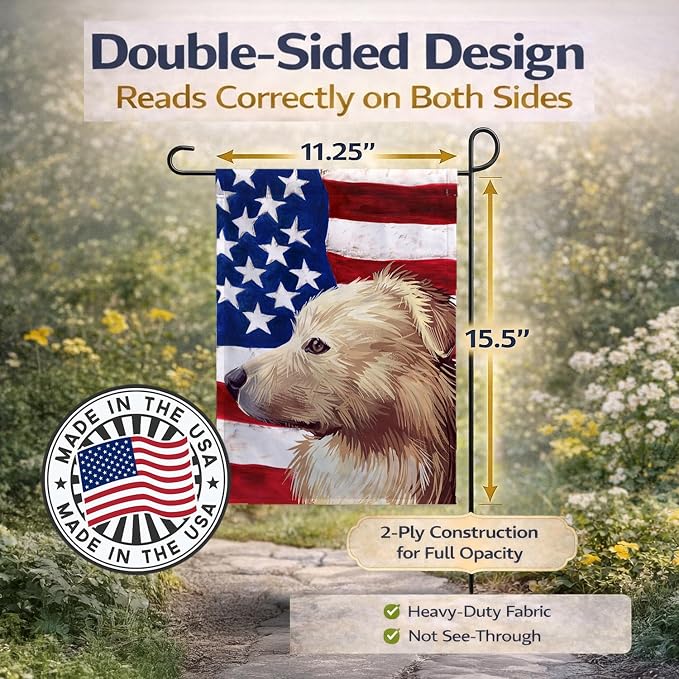 Caroline's Treasures CK6559GF Himalayan Sheepdog Dog American Flag Garden Flag Mailbox Flag Decorative Yard Flag Banner Outside Patio Artwork Yard Flower Beds, Garden Size, Multicolor