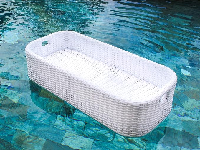 Floating Pool Tray Floating Serving Tray Table & Bar - Swimming Pool Floats for Adults, Spas, & Pool Parties - Floating Tray for Pool Serving Drinks, Floating Brunch, Food on the Water - White