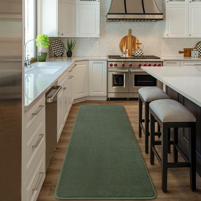 Amearea Modern Soft Hallway Runner Rug, 2x6 Sage Green Washable Runner Rugs | Fluffy Bedroom Bedside Rugs, Indoor Non Slip Memory Foam Rug Carpet for Hallway Entrance Kitchen Living Room Decor