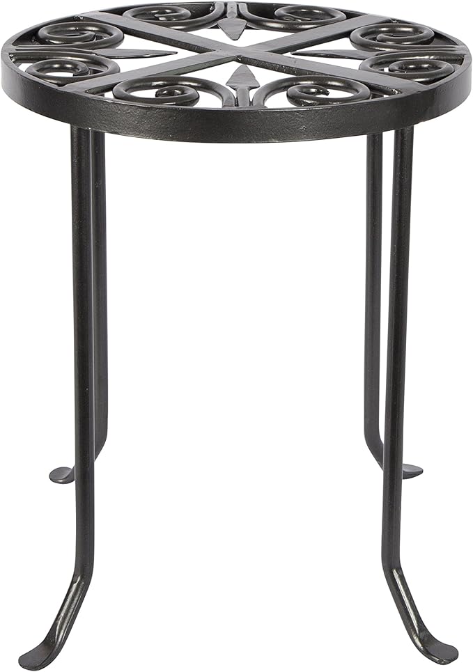 Achla Designs VTT-01 Round Trivet Wrought Iron Plant Stand, Graphite