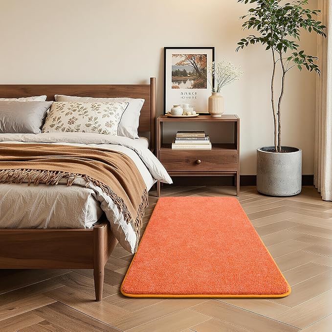 Chicrug Memory Foam 2x4 Small Runner Rugs for Hallway Entryway Bedroom | Modern Low-Pile Carpet Runner Rug for Kitchen, Throw Kids Rug for Bedside Dorm Room Decor, Orange and White