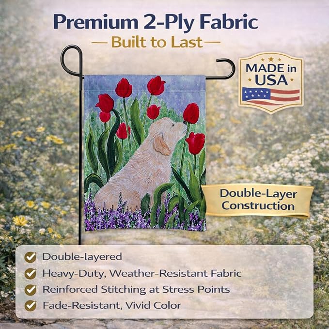 Caroline's Treasures SS8610GF Golden Retriever Garden Flag Mailbox Flag Decorative Yard Flag Banner Outside Patio Artwork Yard Flower Beds, Garden Size, Multicolor