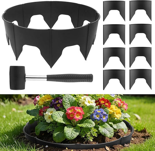 Anothera 60 Pieces Planting Grow Rings, Diameter Range 8.2-15.7 Inches, Interlocking Garden Plant Rings, Black Garden Rings for Plant Support and Soil Moisture Retention