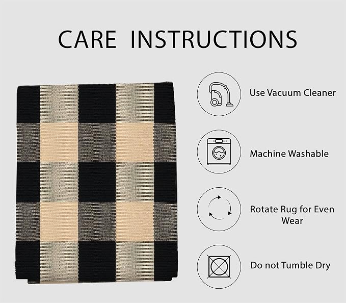 IOHOUZE Buffalo Plaid Checkered Rug 4x6 Ft Front Door Mats, Washable Area Rugs for Front Porch, Welcome Mats Indoor Outdoor, Entryway Rug for Entryway, Home Entrance, Tan Black