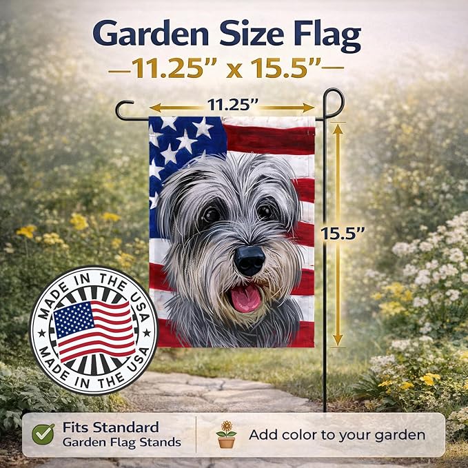 Caroline's Treasures CK6619GF Miniature Schnauzer Dog American Flag Garden Flag Mailbox Flag Decorative Yard Flag Banner Outside Patio Artwork Yard Flower Beds, Garden Size, Multicolor