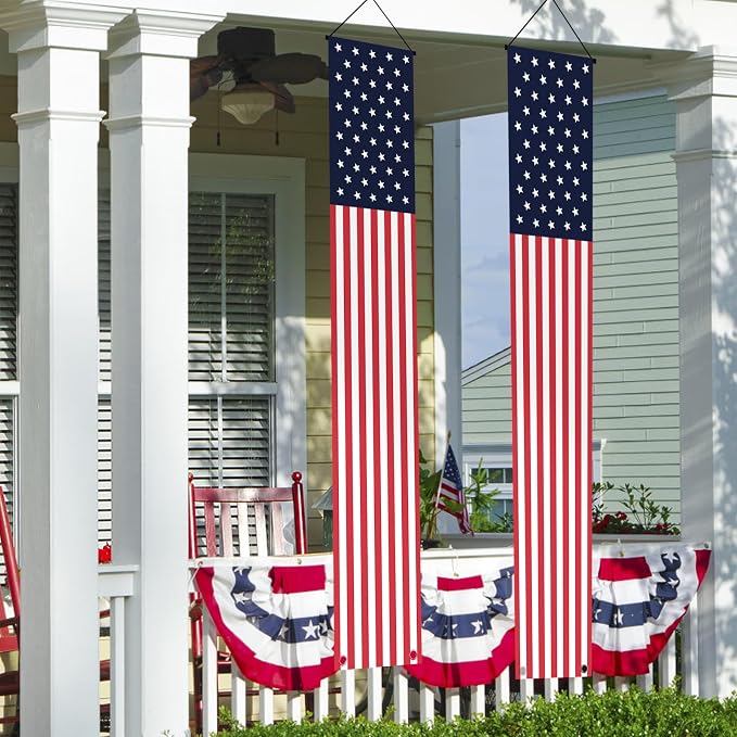 4th of July Decorations Hanging Porch Sign Banners Patriotic Decorations for Patriotic Events Memorial Day Flag Independence Veterans Labor Armed Forces Decor Hanging Banner Red White Blue Decorations