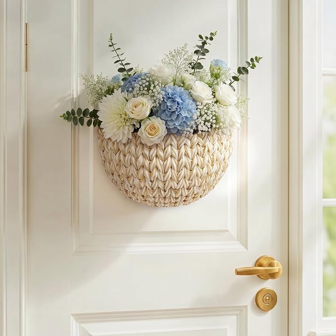 iEGrow Plastic wall Basket, Scalloped Hanging Baskets Plastic, Hanging Baskets for Organizing and Decor, Woven Storage Baskets for Door Mounted Entryway Flower Mail Plant Nursery | Woven Storage Design, Door Mounted, For Organizing and Decor, Entryway ...