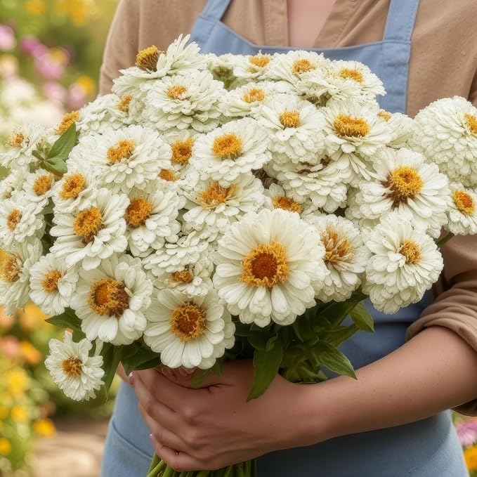 Seed Needs Zinnia Seeds Polar White Fast Blooming 5,000 Seeds Bulk Pack