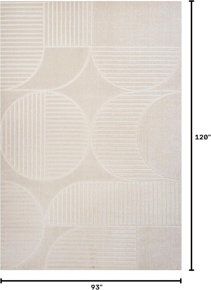 JONATHAN Y Nordby High-Low Arch Striped Ivory/Cream Indoor/Outdoor Area Rug, 8x10, Modern, Contemporary, Geometric, Bohemian, Bedroom, Kitchen, Living Room,Non Shedding (SCN104B-8)