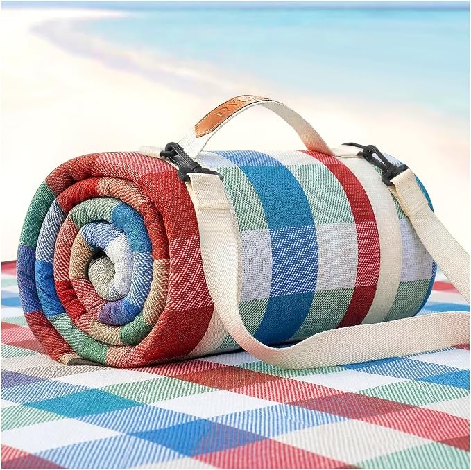 Waterproof Beach Blanket Picnic Outdoor Mat Extra Large Women Men Family Summer Vacation Essentials Lake Day Must Haves Travel Accessories Supplies Camp Gear Stuff Necessities Items Gadget Needs Gift