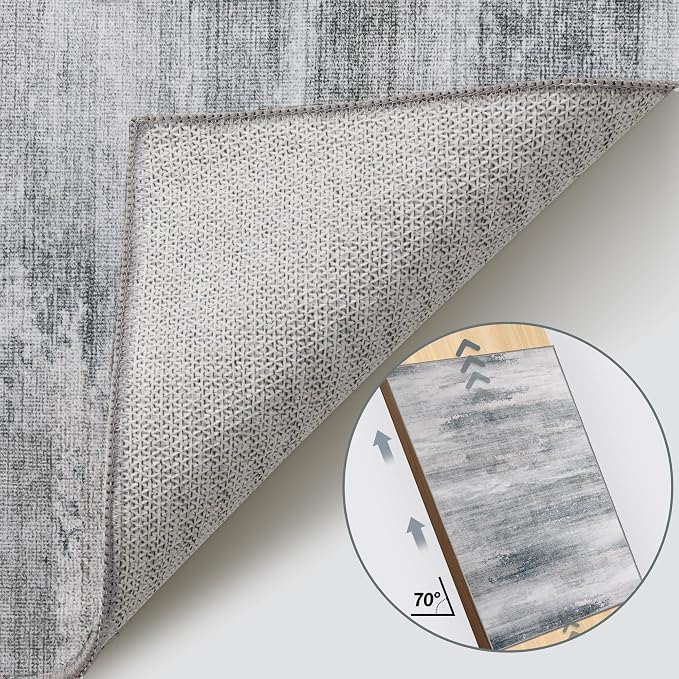 Tangsoo Grey Abstract 2x6 Washable Runner Rug, Modern Non Slip Runner Rugs | Contemporary Indoor Soft Low Pile Hallway Runner Rug, Print Carpet Runners for Laundry Entryway Bedroom Kitchen Home Decor
