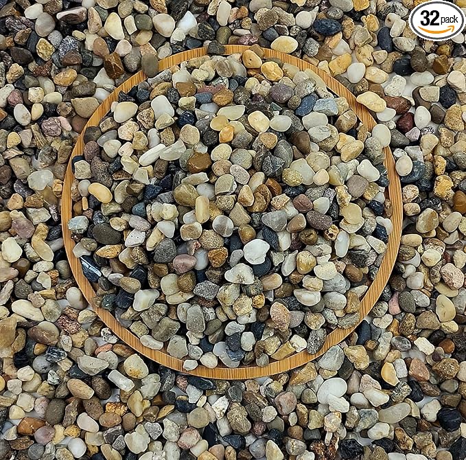 FANTIAN Aquarium Gravel, 1/4 inch Fish Tank Gravel, 2 lbs | Natural Small Pebbles, Safe for Fish, Unpolished Pea Gravel, Succulent Soil Drainage,Terrarium,Outdoor Pond Landscape
