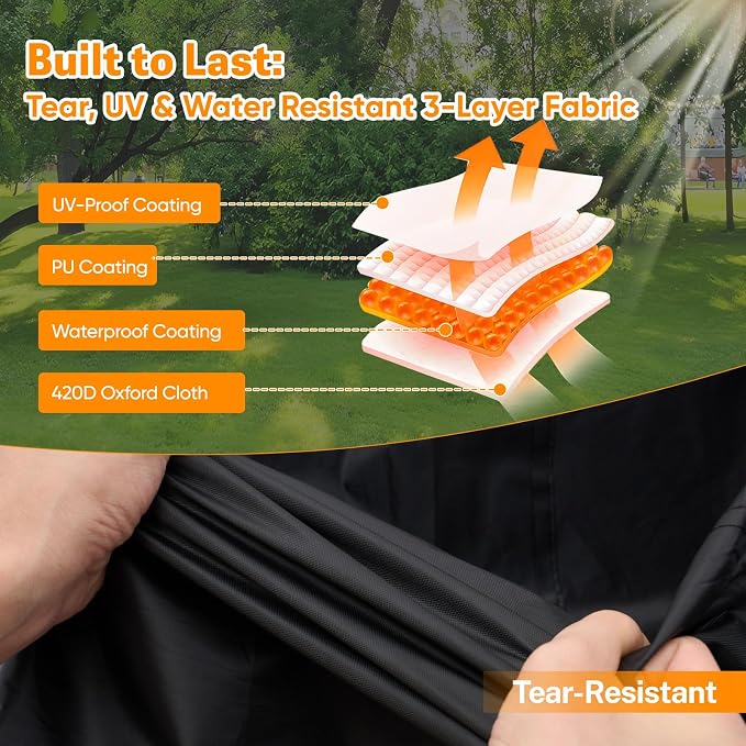 NEVERLAND Riding Lawn Mower Cover - Lawn Tractor Cover with Drawstring & Storage Bag, Fits 42" to 54" Decks, 420D Polyester Oxford, Reflective Handles