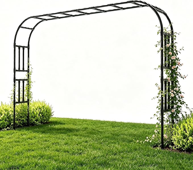 Thickened Metal Garden Arch-126(L)*94.5"(H),Garden Trellis for Climbing Plants Outdoor, Heavy Duty RustProof Iron Arbor Archway for Backyard, Patio, Lawn and Wedding Decorations(20MM Pipe)