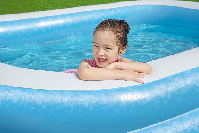Bestway H2OGO! Blue Rectangular 8'6" Inflatable Family Pool | Perfect for Kids, Ages 6+