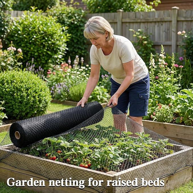 Bird Netting，25 x 25 FT Garden Netting Bird Net for Chicken Coop, Poultry Netting Fence for Fruit Trees, Plants and Vegetables Against Birds, Deer, Squirrels and Other Animals