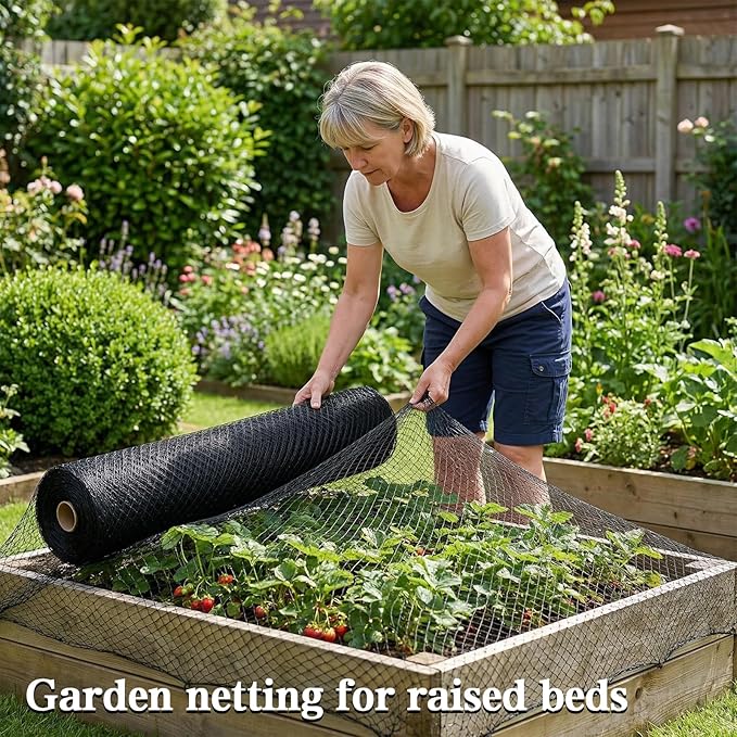 Bird Netting，15 x 30 FT Garden Netting Bird Net for Chicken Coop, Poultry Netting Fence for Fruit Trees, Plants and Vegetables Against Birds, Deer, Squirrels and Other Animals