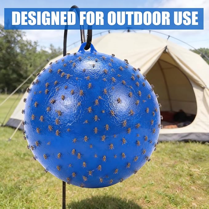 6 Pack Inflatable Fly Trap Balls 18inch Sticky Catcher for Black Yellow Greenhead Flies Outdoor Insect Control for Barn Stable Garden Greenhouse (Glue Not Included) (Deer Fly Ball Trap)