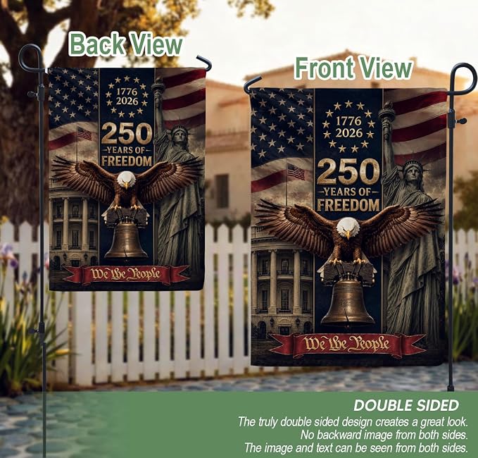 250 Years Of Freedom Flag, American Flag With Eagle, We The People Banner, 1776-2026 Commemorative, Garden Flags For Outside, Double-sided Printing, 250th Anniversary Patriotic Design 5 (12x18 Inch)