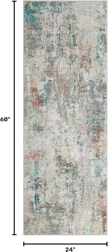 ROYHOME Modern Abstract Runner Rug 2x5 Washable Non Slip, Colorful | Stain Resistant Rug for Bedroom Living Room Non Shedding Low Pile Indoor Floor Cover