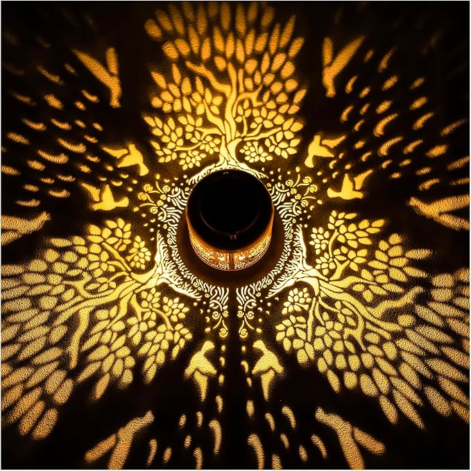 Tree of Life Solar Lanterns Outdoor Waterproof Hanging Solar Lights Tree of Life Gifts for Women/Men Metal Decorative LED Tree of Life Lanterns for Garden Decor,Patio,Lawn,Pathway,Yard