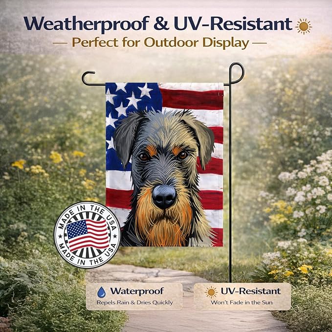 Caroline's Treasures CK6578GF Jagdterrier American Flag Garden Flag Mailbox Flag Decorative Yard Flag Banner Outside Patio Artwork Yard Flower Beds, Garden Size, Multicolor