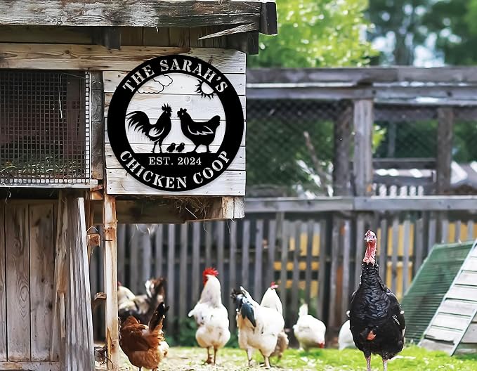 Personalized Metal Chicken Coop Sign | Custom Farm Name Plaque | Custom Chicken Name Sign | Outdoor Farmhouse Decor | Rustic Chicken Coop Metal Sign | Chicken Coop Gifts | Chicken Decor