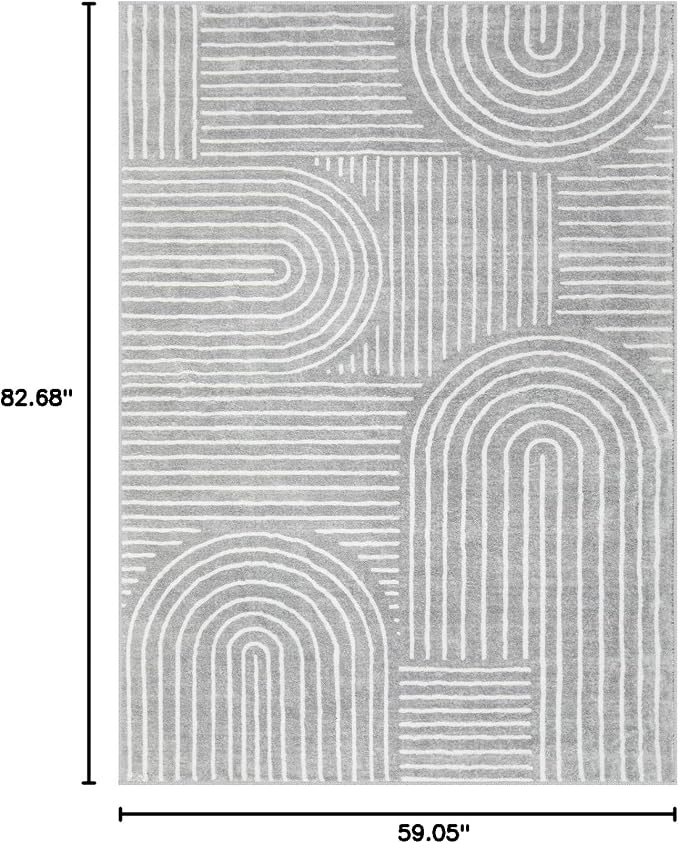 Lahome Area Rugs 5x7, Soft Washable Grey and White Rugs for Living Room | Ultra-Thin Non Slip Abstract Bedroom Throw Rug Carpet for Dining Room Office Playroom Darrell (5'x7', Gray)
