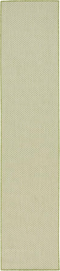 Nourison Home Courtyard Ivory Green 2'2" x 8' Area Rug - Easy Clean, Non Shedding, Bed Room, Living Room, Dining Room, Kitchen (8' Runner)