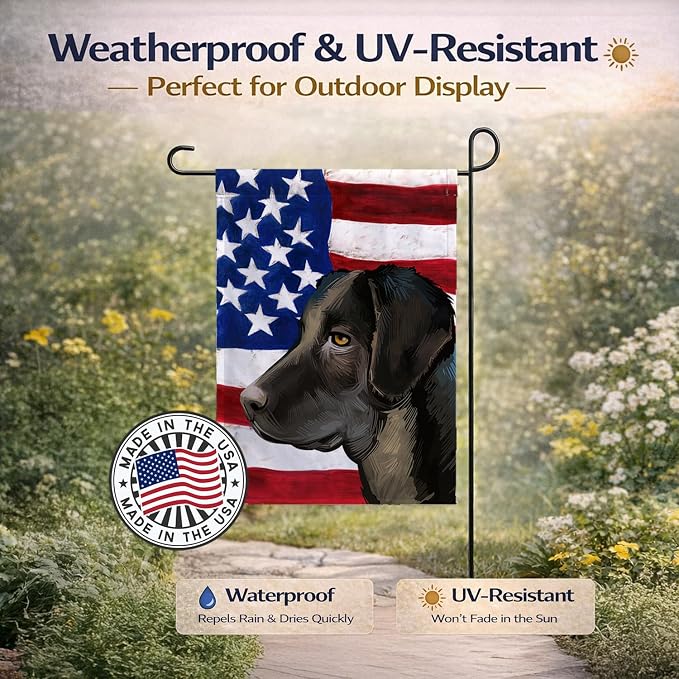 Caroline's Treasures CK6476GF Portuguese Cattle Dog American Flag Garden Flag Mailbox Flag Decorative Yard Flag Banner Outside Patio Artwork Yard Flower Beds, Garden Size, Multicolor