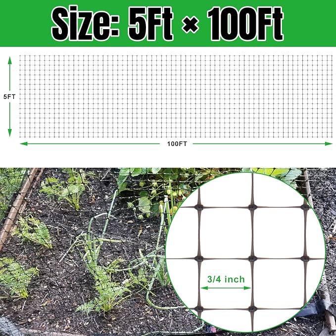 NONMON Bird Netting Deer Fence Netting 5 x 100FT Heavy Duty Garden Netting | for Chicken Coop, Protect Fruit Trees, Plants and Vegetables Against Birds, Deer, Squirrels and Other Animals, 2 Pack