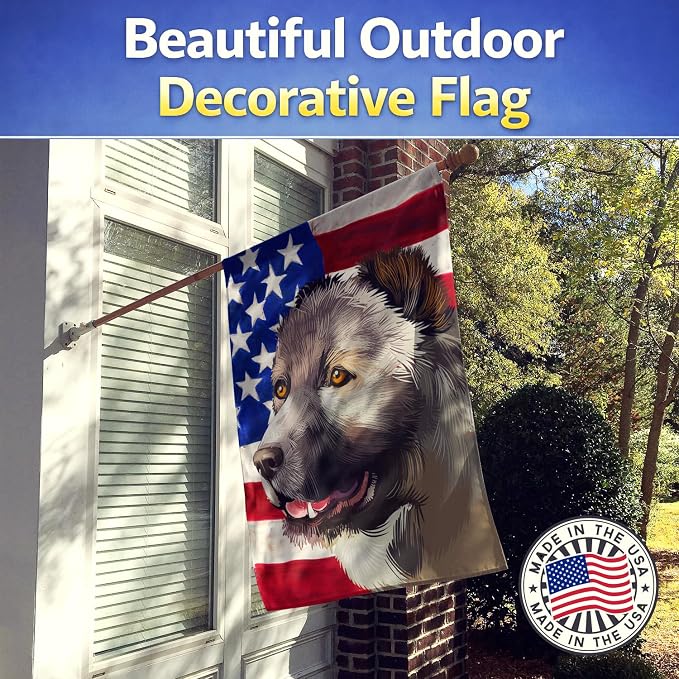 Caroline's Treasures CK6408CHF Armenian Gamper Dog American Flag House Flag Large Porch Sleeve Pole Decorative Outside Yard Banner Artwork Wall Hanging, Polyester, House Size, Multicolor