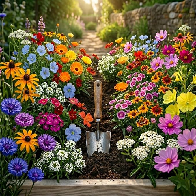 25 Wildflower Seed Packets - Baby Shower Favors for Guests - Gender Reveal Party Supplies - Wild Flower Seeds Throw and Grow Perennial & Annual Mix to Attract Pollinators Bees and Butterflies Non-GMO