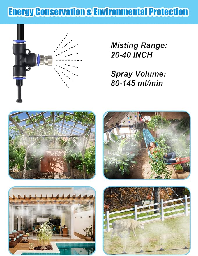 Tesmotor Misters for Outside Patio, Outdoor Misters for Patio Garden Lawn Pool Umbrella Trampoline