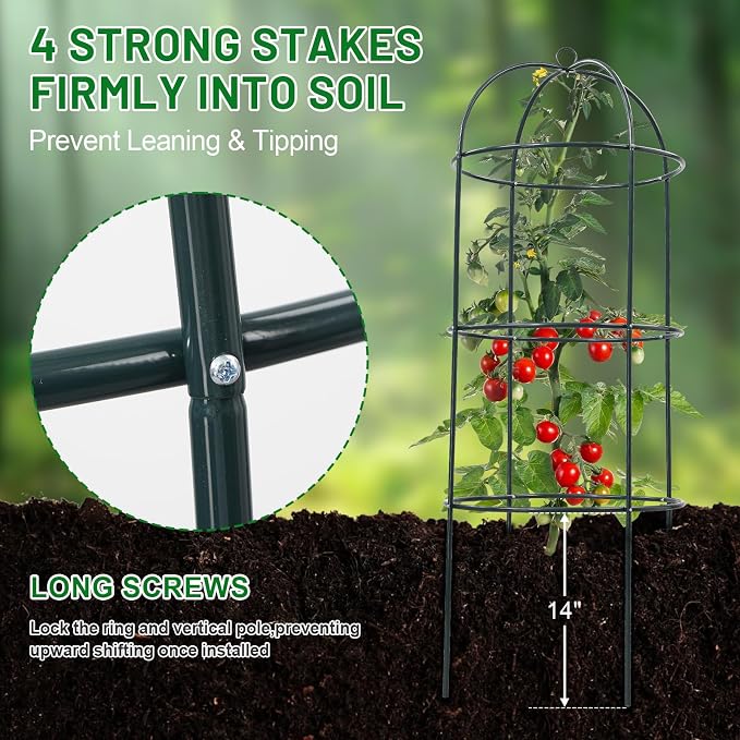 Trellis for Climbing Plants Outdoor, 75" Tall, 21" Dia, Heavy Duty Metal Garden Trellis Tower Potted Cages for Flowers Fruits Vegetable Cucumber Tomato Rose Clematis Pea Bean Raised Bed Trellises