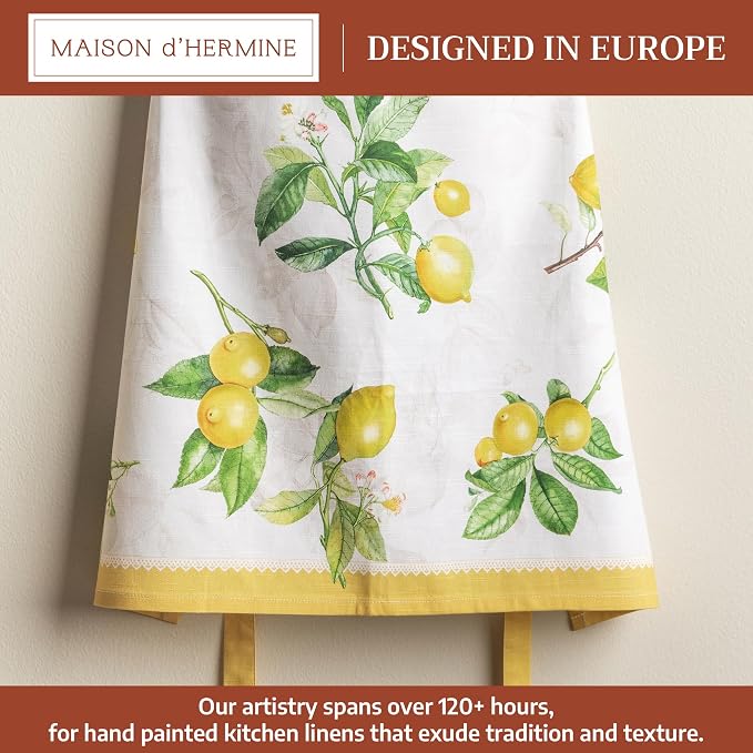 Maison d' Hermine Aprons for women with Pocket 100% Cotton (27.50"x31.50") | Adjustable Neck Strap & long ties Apron Men Chef Wedding Cooking Gardening Server Maid