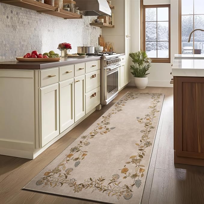 Washable Runners for Hallways Kitchen Rug: 2'6"x8' Entryway Rug Stain Resistant Non Slip Low Pile Soft Living Room Floor Carpet Runner for Bedroom Laundry Room Farmhouse Indoor