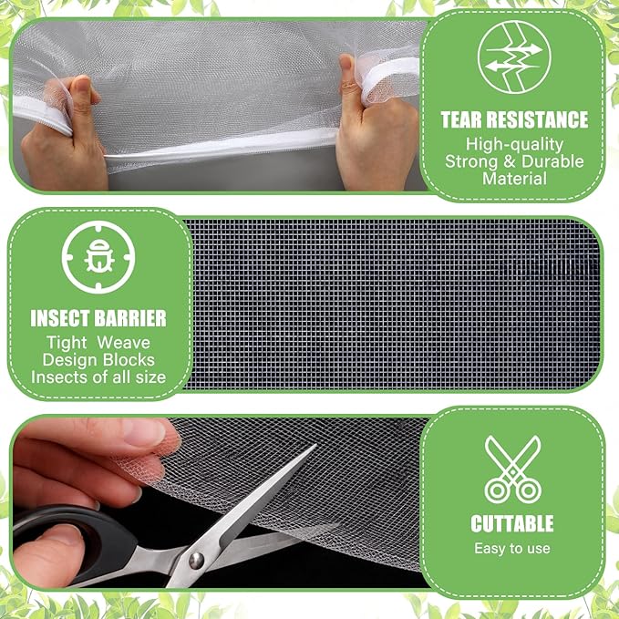 1 Pcs Garden Insect Netting for Raised Beds Extra Large Fruits Tree Netting Pest Barrier White Ultra Fine Mesh Row Bed Covers Net for Vegetable Fruit Protection from Insect Bird(12 x 33 Ft)