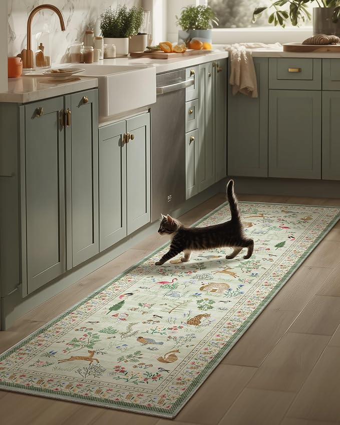 Machine Washable Kitchen Runner Rugs: 2'6"x8' Hallway Runner Non Slip Low Pile Stain Resistant Soft Carpet Runner Rugs for Bedroom Hallway Indoor Entryway Kitchen Laundry Room Beside Farmhouse