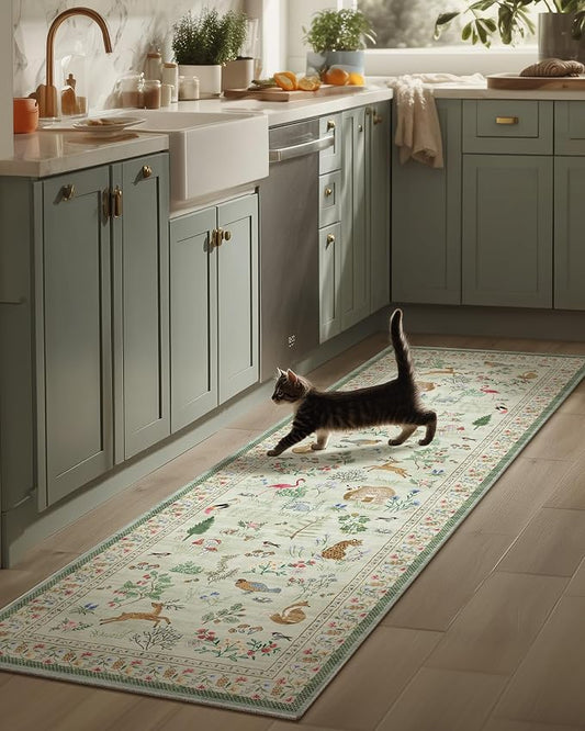 Machine Washable Kitchen Runner Rugs: 2'6"x8' Hallway Runner Non Slip Low Pile Stain Resistant Soft Carpet Runner Rugs for Bedroom Hallway Indoor Entryway Kitchen Laundry Room Beside Farmhouse