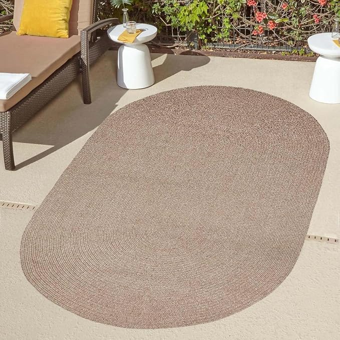 Superior Indoor/Outdoor Area Rug, Reversible Braided Floor Decor for Living Room, Kitchen, Patio, Front Porch, Modern Boho Farmhouse Rugs, Hardwood, Bedroom Accessories, 3' x 5', Latte