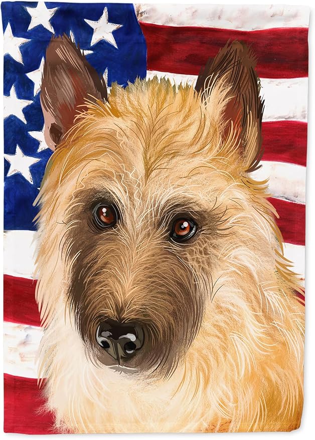 Caroline's Treasures CK6427CHF Belgian Laekenois American Flag House Flag Large Porch Sleeve Pole Decorative Outside Yard Banner Artwork Wall Hanging, Polyester, House Size, Multicolor