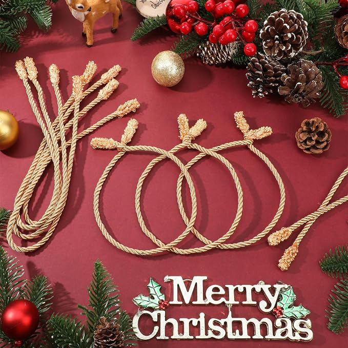 Zhengmy 100 Pcs 25 Inch Extra Long Christmas Garland Ties Christmas Decorative Twist Ties for Banister Reusable Flexible Twist for Holiday Xmas Home Decorations Craft Wrapping (Gold)