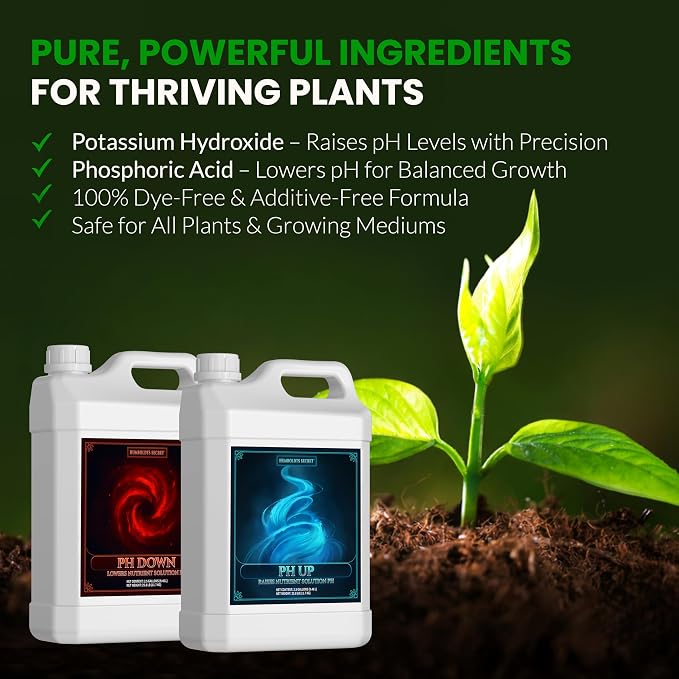 Humboldts Secret pH Up and pH Down Control Kit | Liquid Nutrient Solution Balancer for Plants | for Soil, Hydroponic, Coco, and DWC Systems | Supports Nutrient Absorption and Growth | 2.5 Gallon